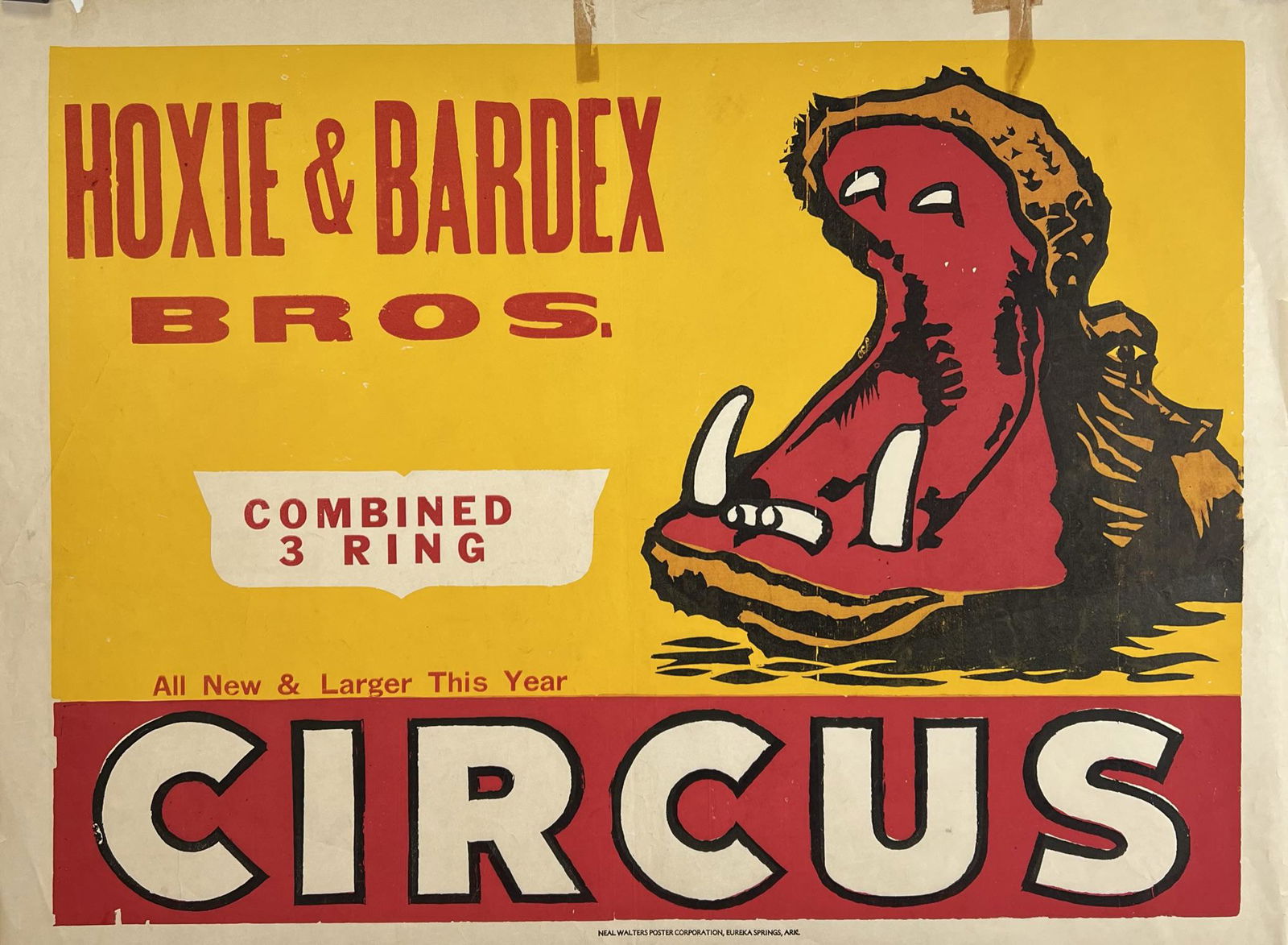 HOXIE & BARDEX COMBINED 3-RING CIRCUS POSTER (1 of 1)