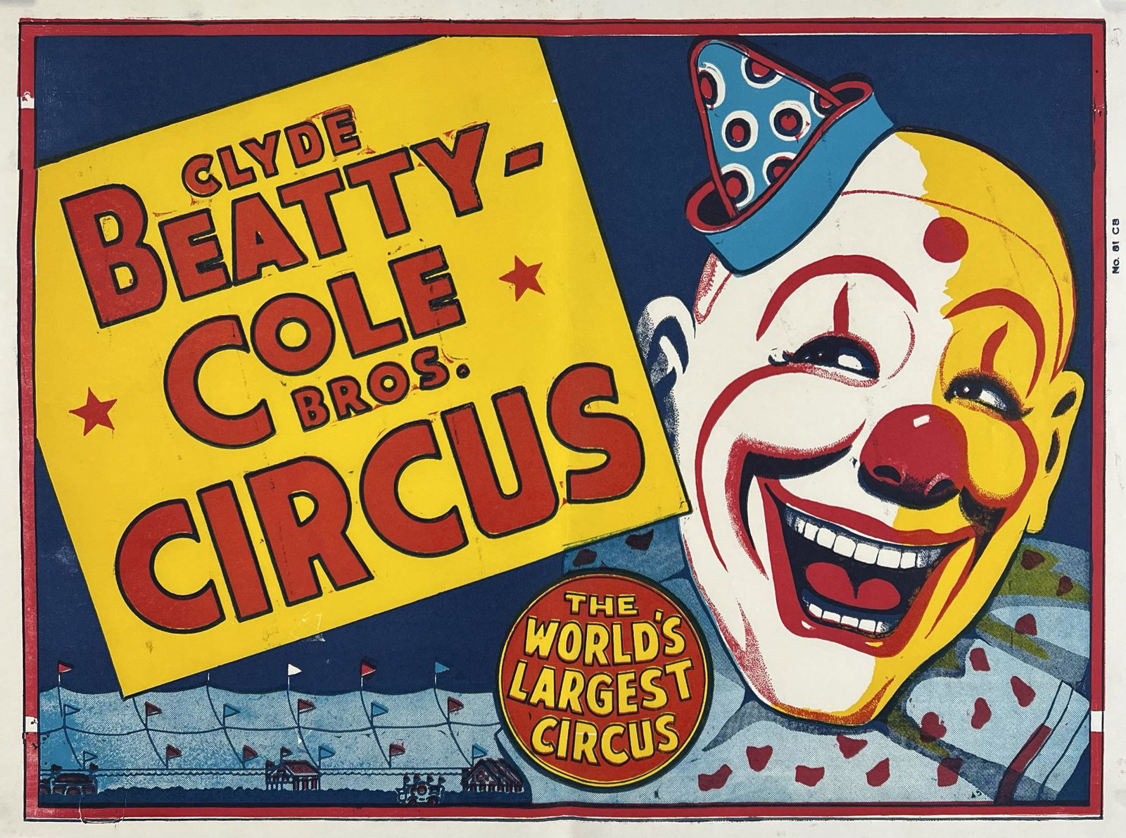 CLYDE BEATTY COLE BROS. CIRCUS POSTER: HALF SHEET, FOLD. 21"X28"