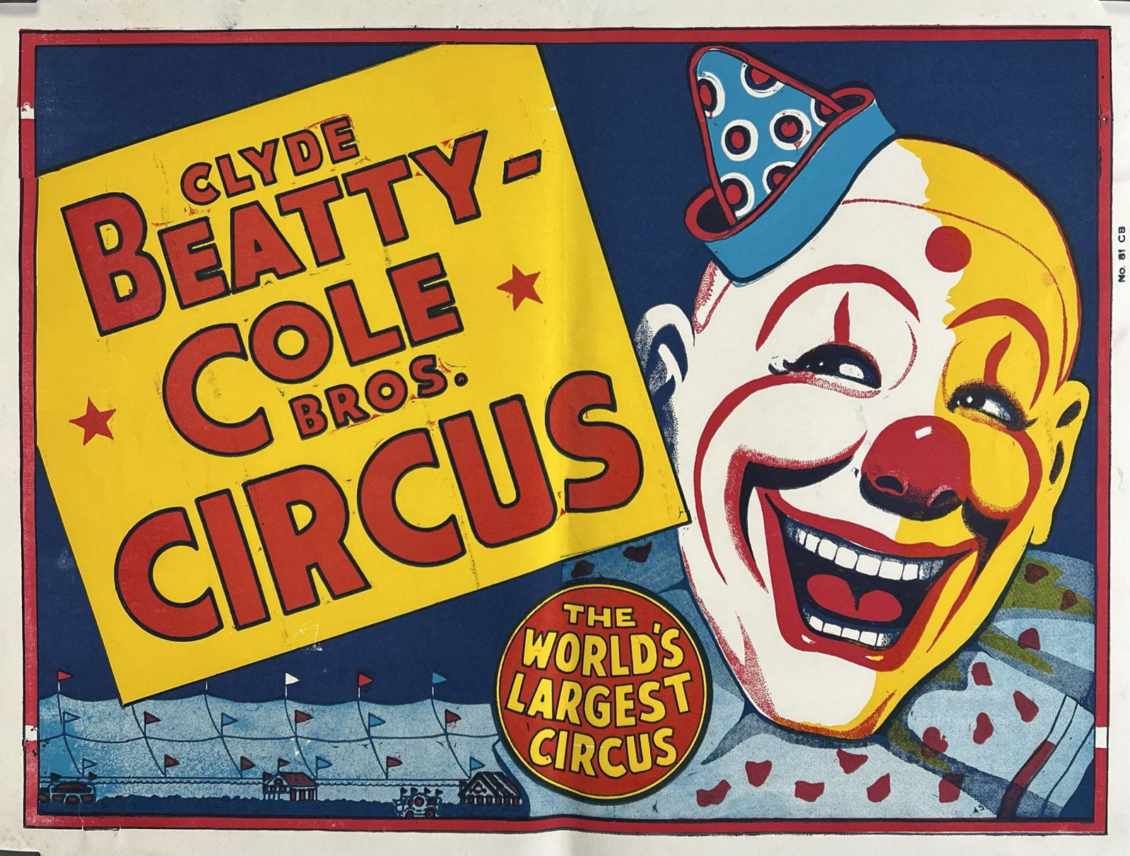 CLYDE BEATTY COLE BROS. CIRCUS POSTER: HALF SHEET, FOLD. 21"X28"