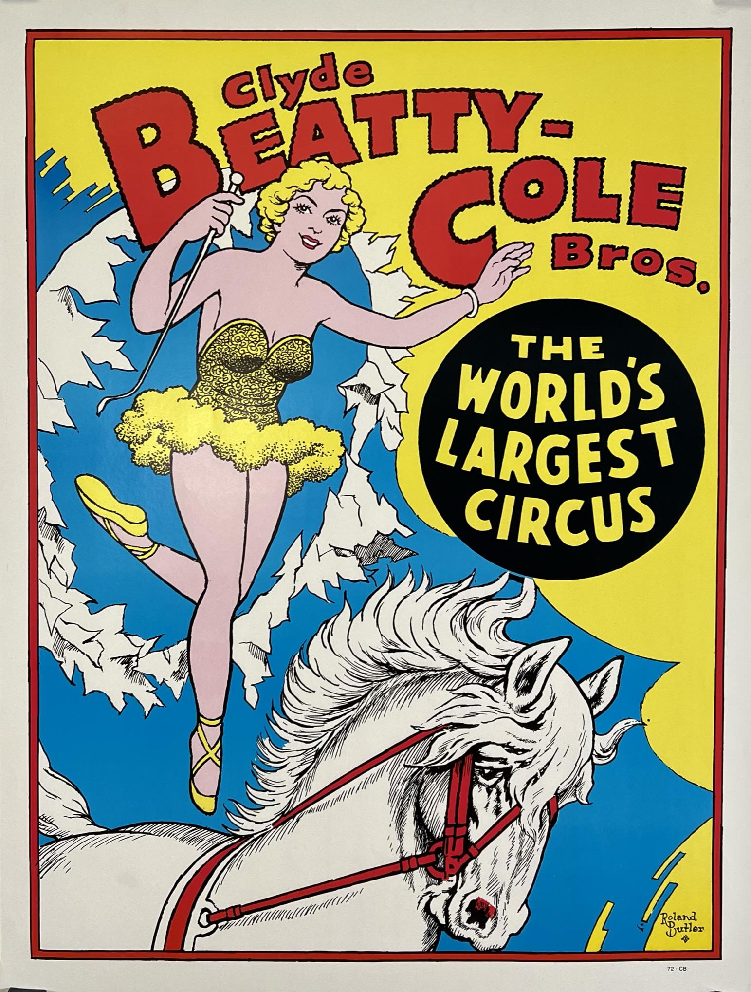 CLYDE BEATTY COLE BROS. CIRCUS POSTER: HALF SHEET, ROLAND BUTLER DESIGN. 21"X28"