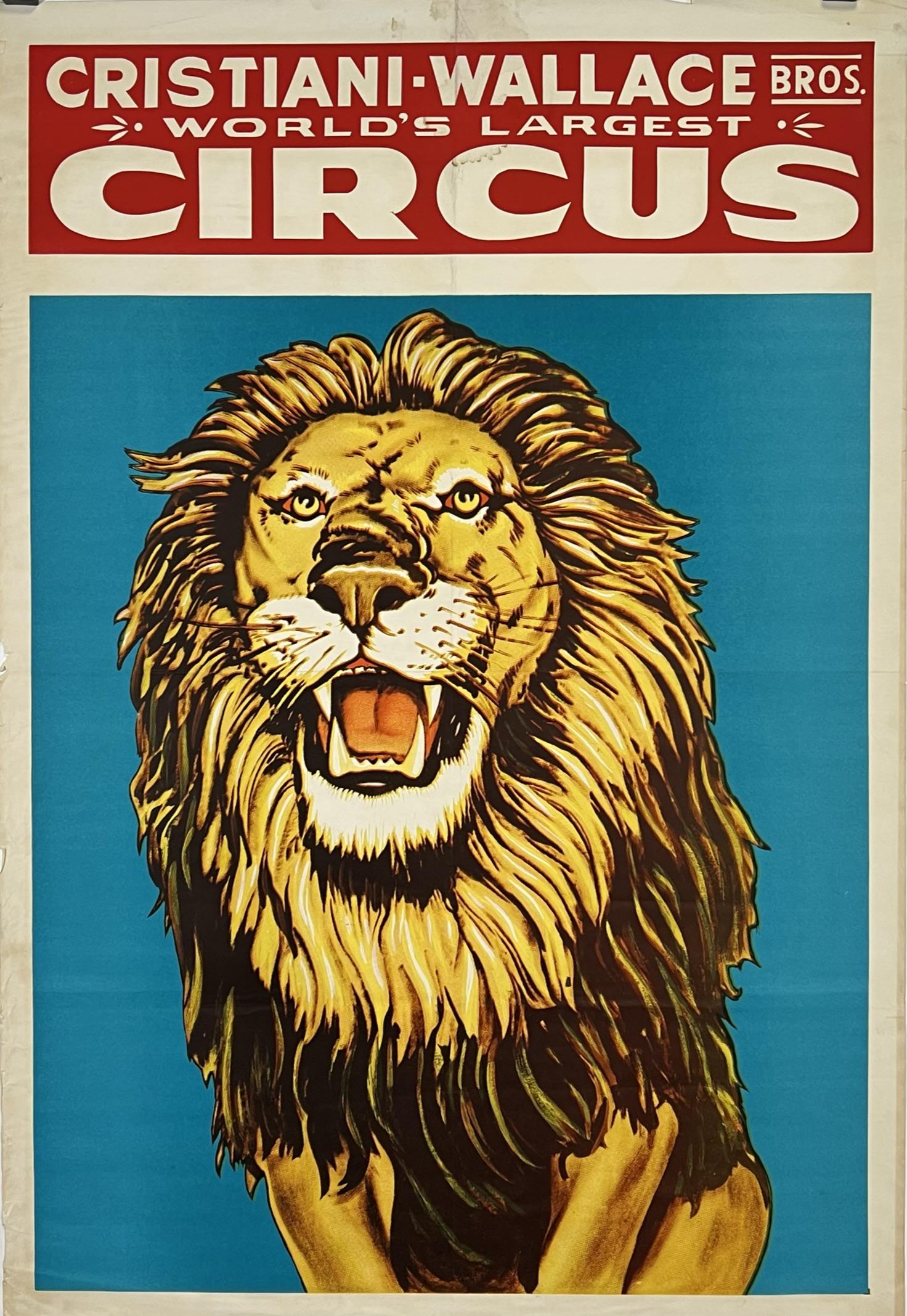 CRISTIANI-WALLACE CIRCUS POSTER: ONE SHEET, MINOR EDGE WEAR. 28"X42"