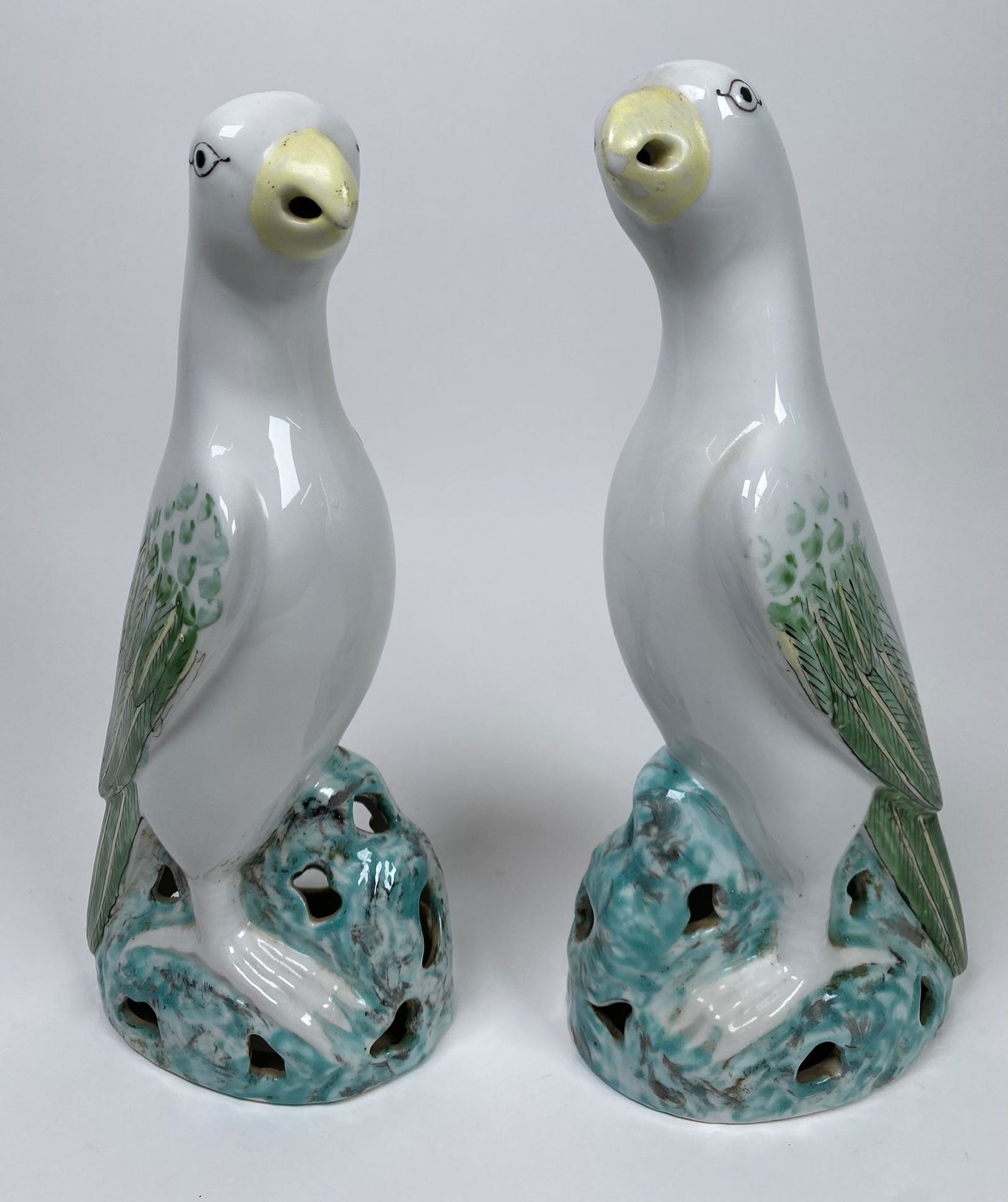 CHINESE EARTHENWARE FIGURAL BIRDS: 11"