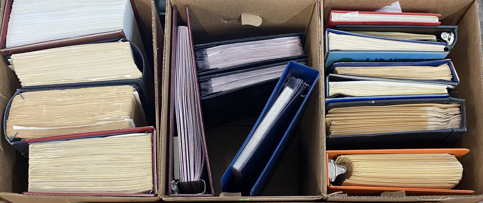POSTAGE STAMP COLLECTION: 3 BOXES OF POSTAGE STAMPS AMONG ALBUMS INCLUDING U.S. COMMEMORATIVE, FIRST DAY COVERS, NORMAN ROCKWELL, LIBERTY ALBUM, CITATION STAMP BOOK AND OTHERS. 88 POUNDS