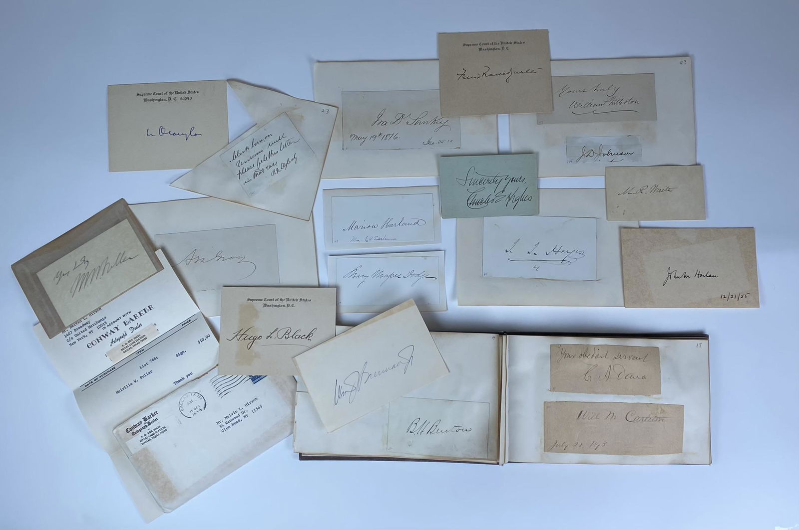 1870'S-1900 AUTOGRAPH COLLECTION: A COLLECTION OF AUTOGRAPHS SOME PASTED AND SOME LOOSE IN AN ALBUM, ALL OF U.S. POLITICAL, POETS, AUTHORS AND PEOPLE OF PROMINENCE. THOMAS M. BROWN, IRA D. SANKEY, WILL CARLETON, OLIVE LOGAN, HENRY CHA