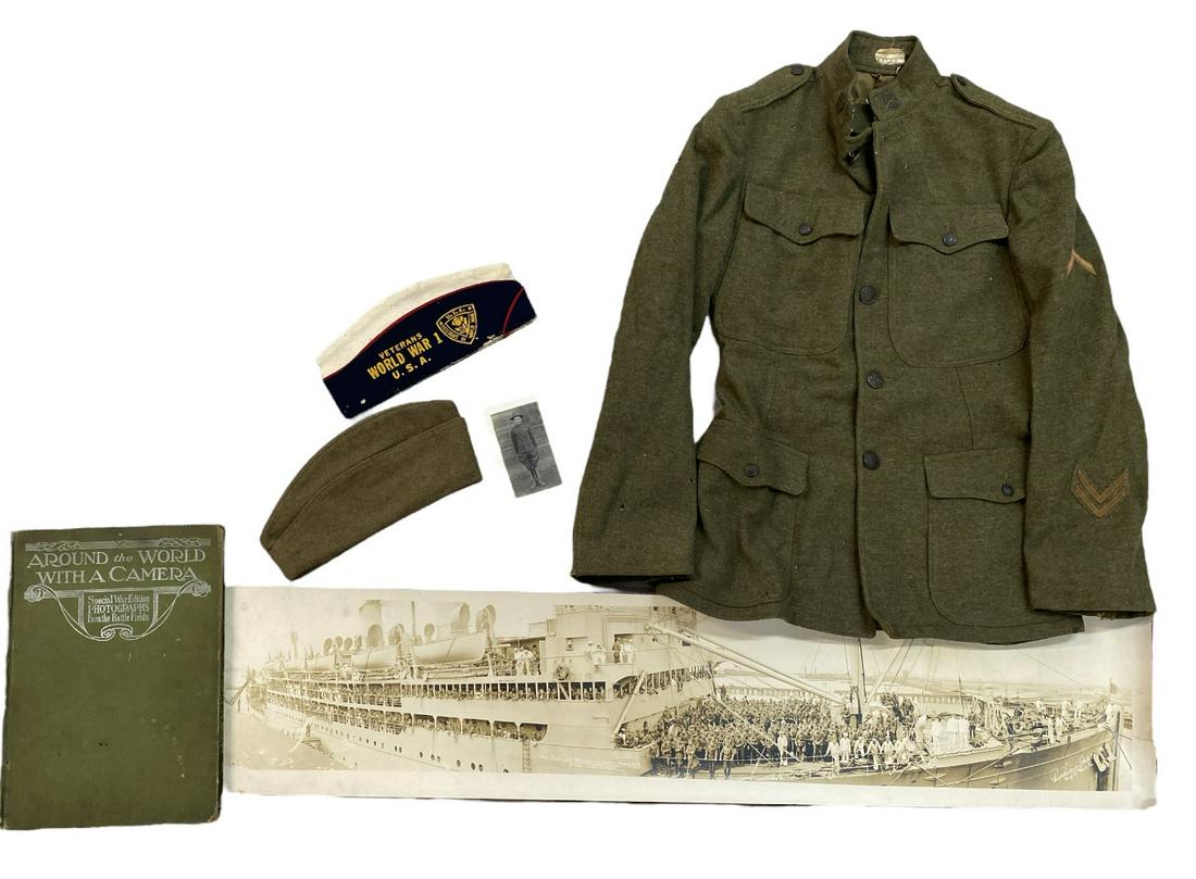 WWI U.S. MILITARY ITEMS: UNIFORM, BOOKS, PHOTOS AND MORE