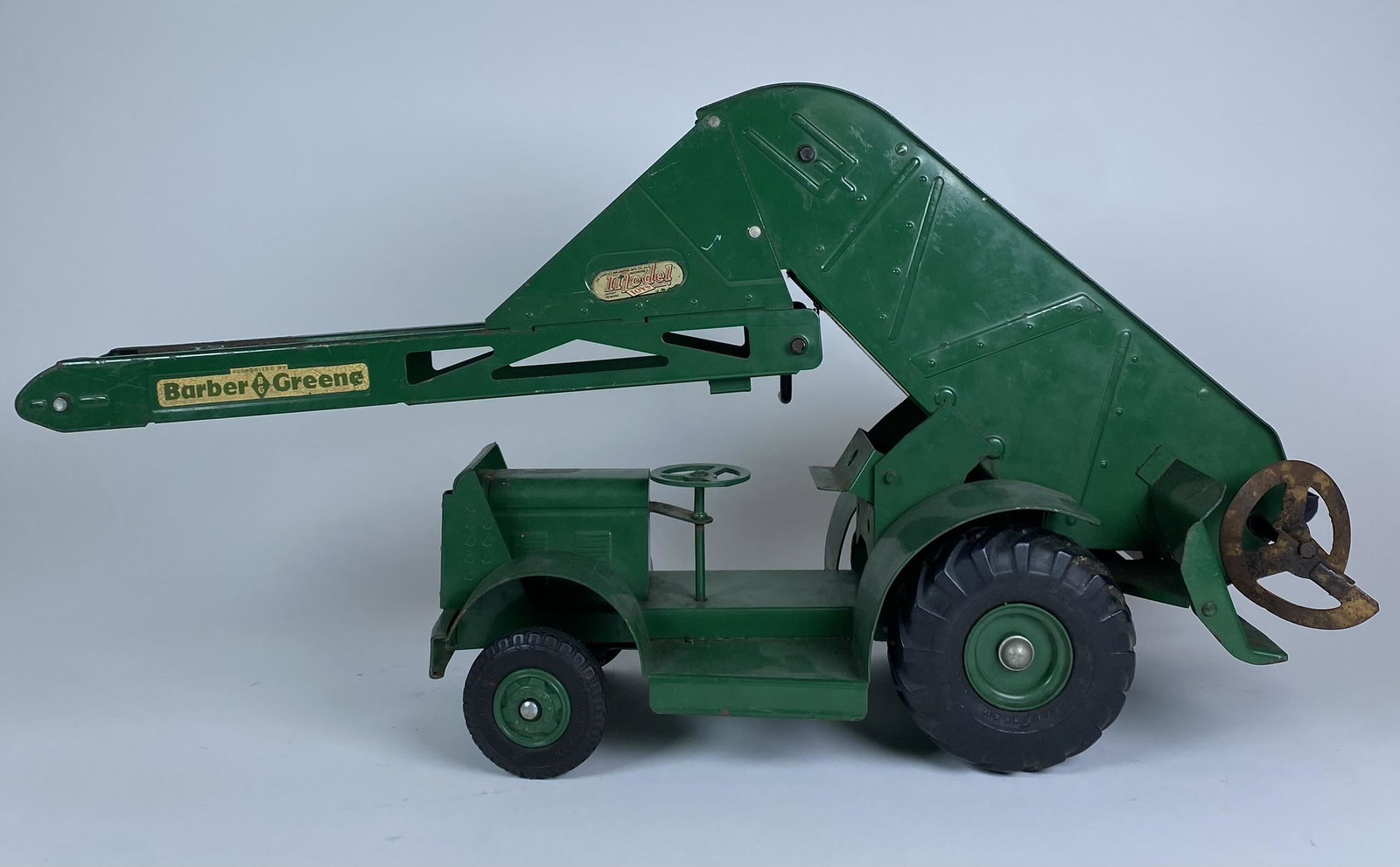 BARBER DOEPKE MODEL LOADER: ORIGINAL GREEN DOEPKE BARBER GREENE BG SAND LOADER NO RUBBER CONVEYOR BELT. 25".
