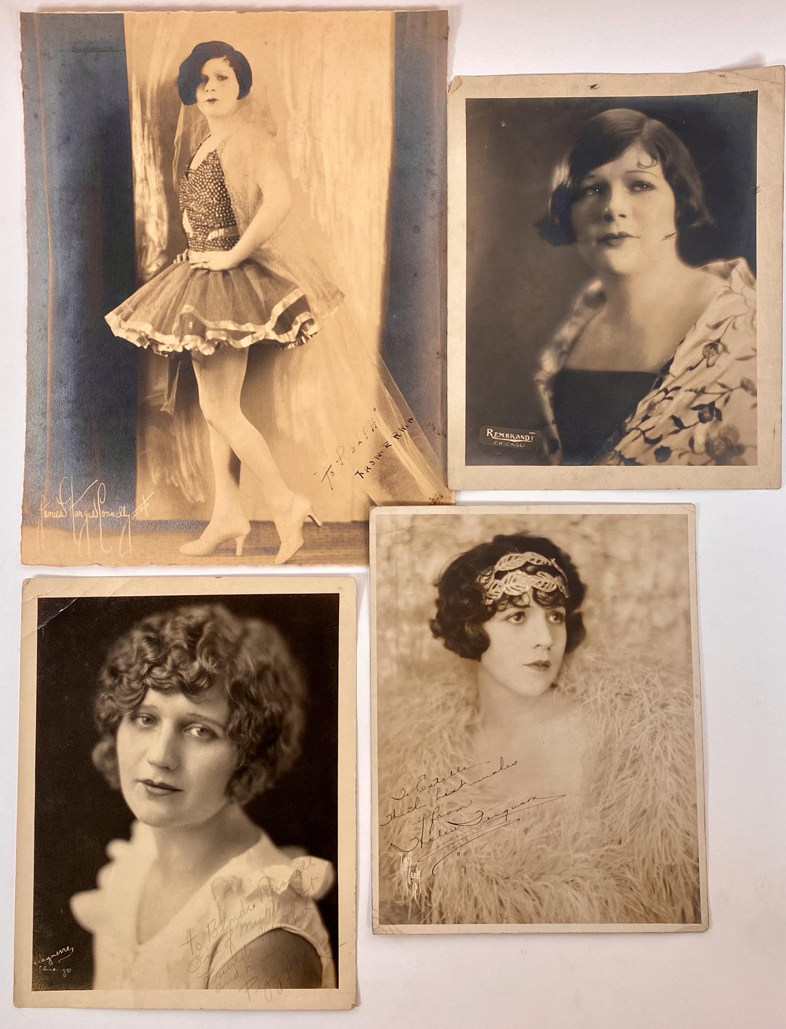 CIRCUS AND CELEBRITY PHOTOGRAPHS: RALPH DUVAL COLLECTION INCLUDING PEGGY MURRAY AND HELEN FERGUSON. 8"X10"