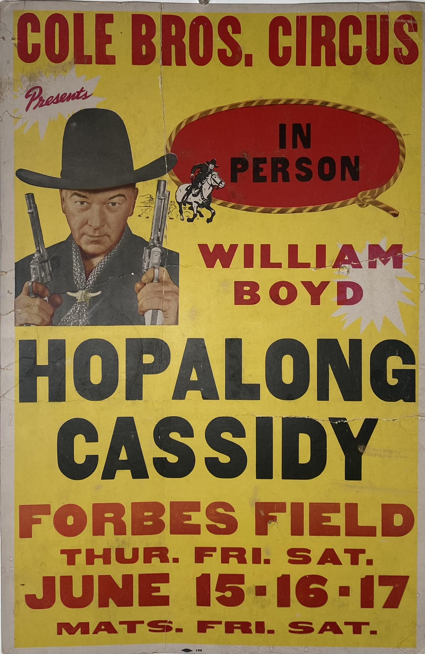 COLE BROS. CIRCUS WINDOW CARD (1 of 1)