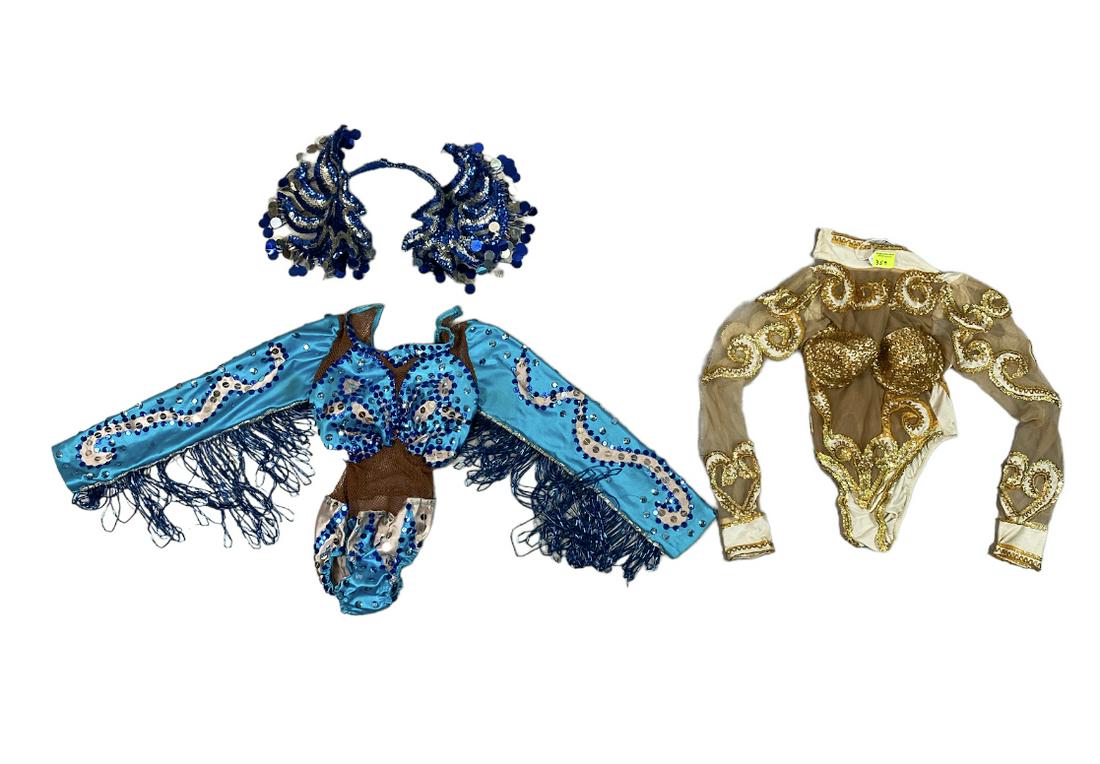 ZOPPE - SHERYLL FAMILY CIRCUS WARDROBE: PAIR WITH BEAD AND SEQUINS ACCENTS. SMALL. THE ZOPPE - SHERYLL FAMILY HAVE BEEN ACTIVE IN CIRCUS AND SHOW PERFORMANCE FOR OVER 50 YEARS WITH FOCUS ON COMEDY ACTS, JUGGLING, BALANCE, ROYAL AFGHAN CHAMP