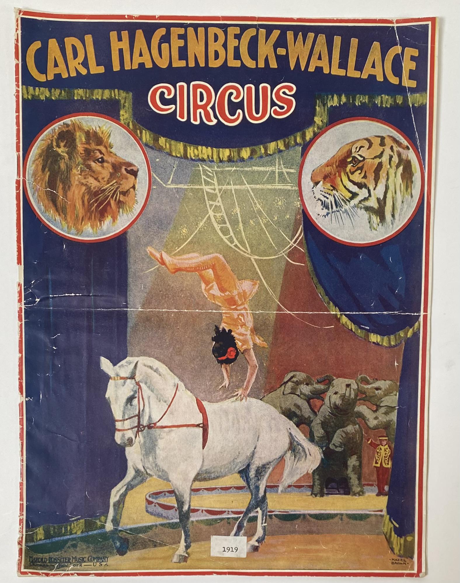 1919 HAGENBECK WALLACE SHEET MUSIC: HAROLD ROSSITER MUSIC CO.