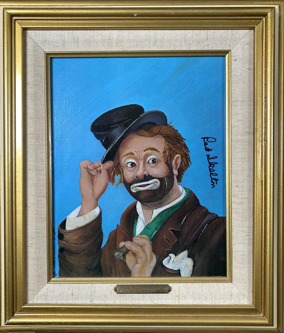 FREDDIE THE FREELOADER BY RED SKELTON PAINTING: GICLEE PAINTING WITH ORIGINAL SIGNATURE. #4446 OF 5000. 13"X15"