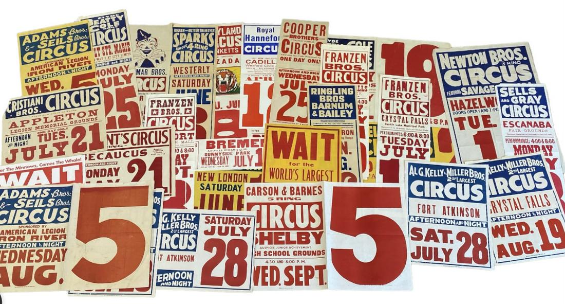 COLLECTION OF CIRCUS POSTER DATE SHEETS (1 of 1)