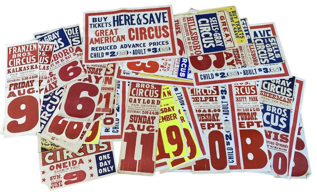 COLLECTION OF CIRCUS POSTER DATE SHEETS (1 of 1)