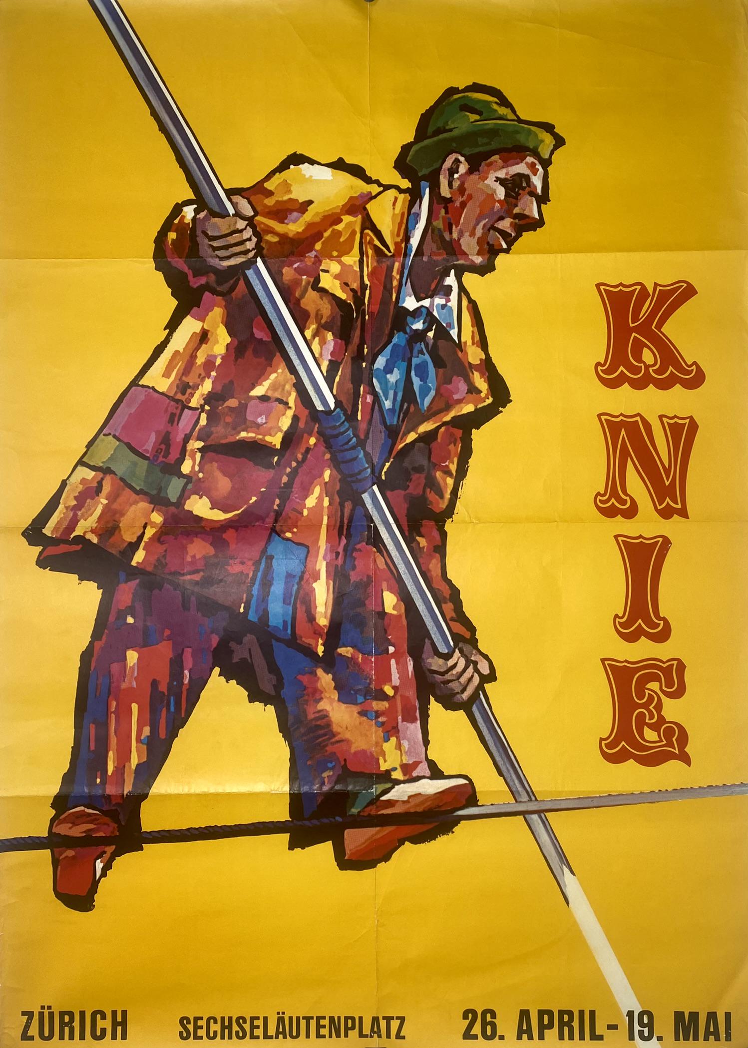 CIRCUS KNIE - SWITZERLAND POSTER: UNMOUNTED, FOLDS AS ISSUED. 35.5"X50"