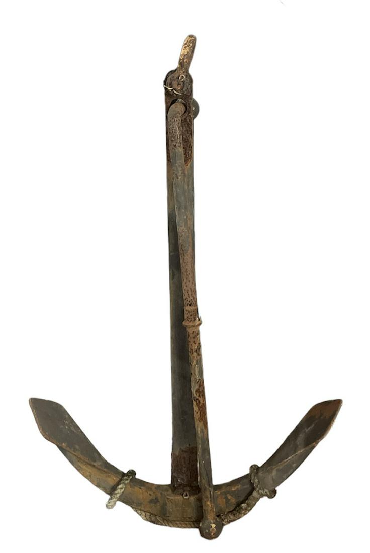 LARGE SHIP'S ADMIRALTY ANCHOR: IRON SHIP'S ANCHOR, 51"H