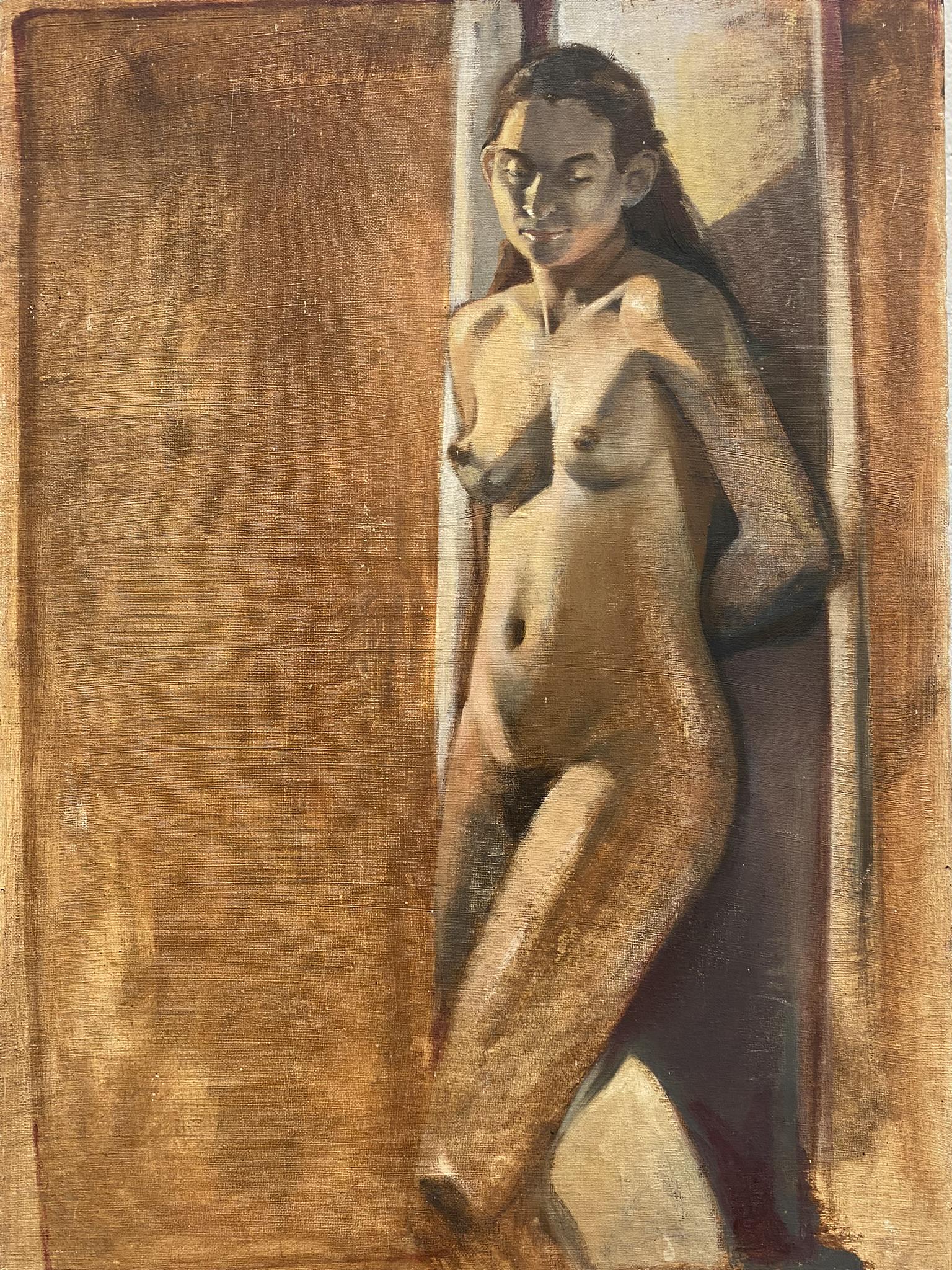 JULIE ROSS NUDE PAINTING: ORIGINAL PAINTING OF NUDE ON CANVAS. 22"X16". JULIE ROSS (SARASOTA, FL, 20/21ST C.), RINGLING SCHOOL OF ART AND DESIGN, THE SCHOOL OF VISUAL ARTS - NEW YORK.