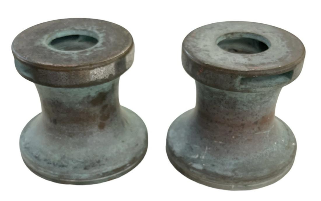 PAIR - MARINE BOW ROLLERS: PAIR OF ANCHOR CHAIN OR ROPE BOW ROLLER WHEELS. EACH 5"H