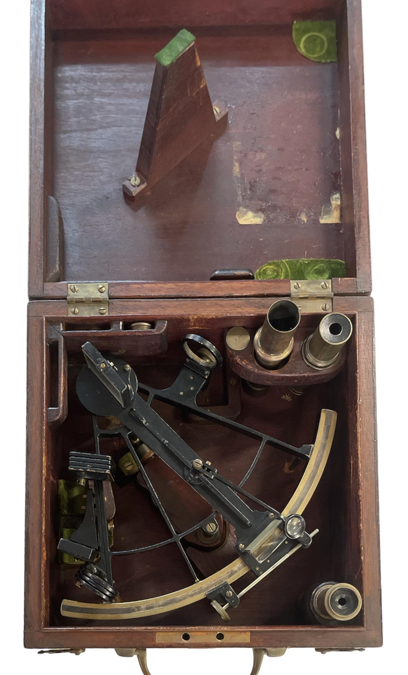SEXTANT CELESTIAL NAVIGATION: WITH WOODEN CASE AND ACCESSORIES.