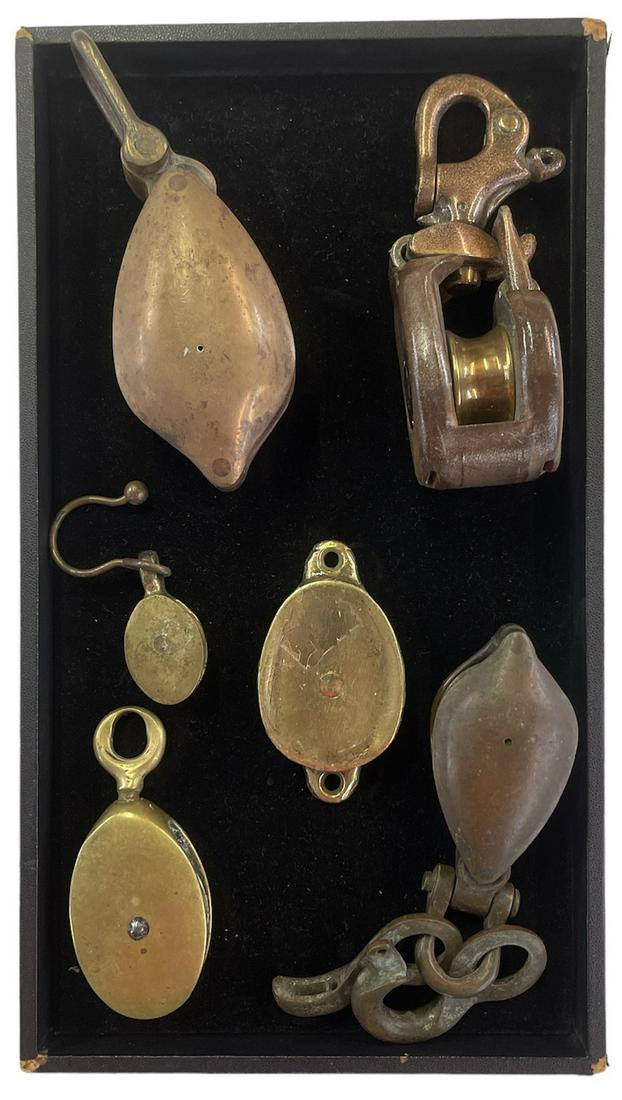 NAUTICAL HARDWARE COLLECTION: A GROUPING OF BLOCK PULLEYS
