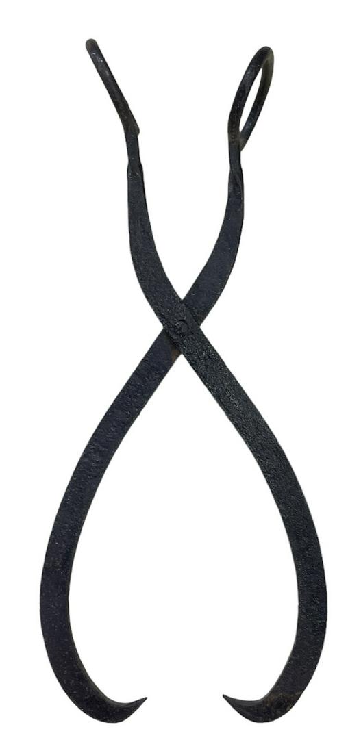 ANTIQUE CAST IRON ICE TONGS: 26"H
