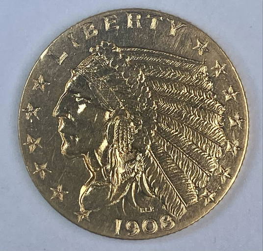 1908 u s 2 5 gold indian coin