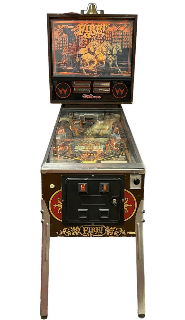 WILLIAMS FIRE PINBALL MACHINE: WILLIAMS FULL-SIZE PINBALL MACHINE. UNIT POWERS ON BUT DOES NOT CREDIT TO PLAY. HAS NOT BEEN TESTED. SELLER WARRANTS UNIT HAD BEEN IN WORKING CONDITION PRIOR TO THE MOVE TO OUR SALES FLOOR.