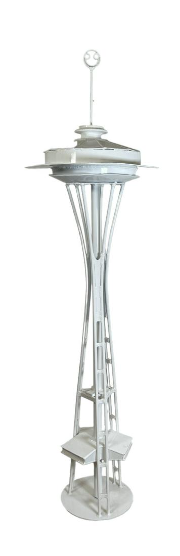 SCULPTURE OF THE SPACE NEEDLE: ALUMINUM POWDERCOATED CUSTOM ART SCULPTURE OF THE SEATTLE SPACE NEEDLE. 70"H