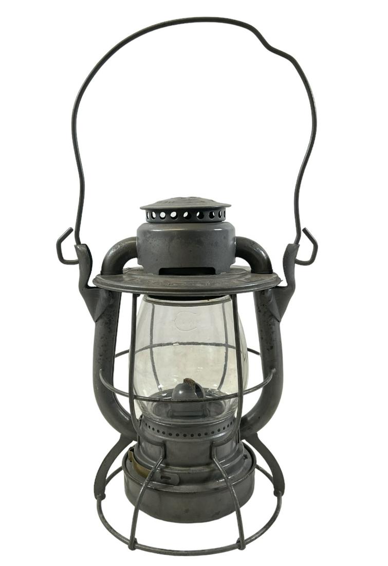 DIETZ RAILROAD LANTERN: CLEAR GLOBE RAILROAD LANTER FOR THE C.C.C. AND ST. L. RR. WITH WICK AND POT.