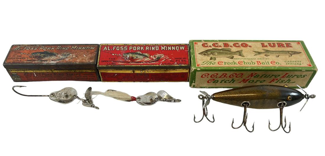 VINTAGE FISHING LURES: INCLUDES CREEK CUB AND AL FOSS