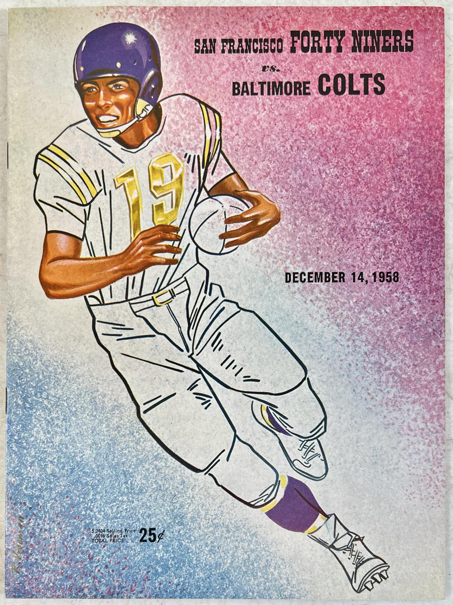 1958 San Francisco 49ers Vs Baltimore Colts Program Auction