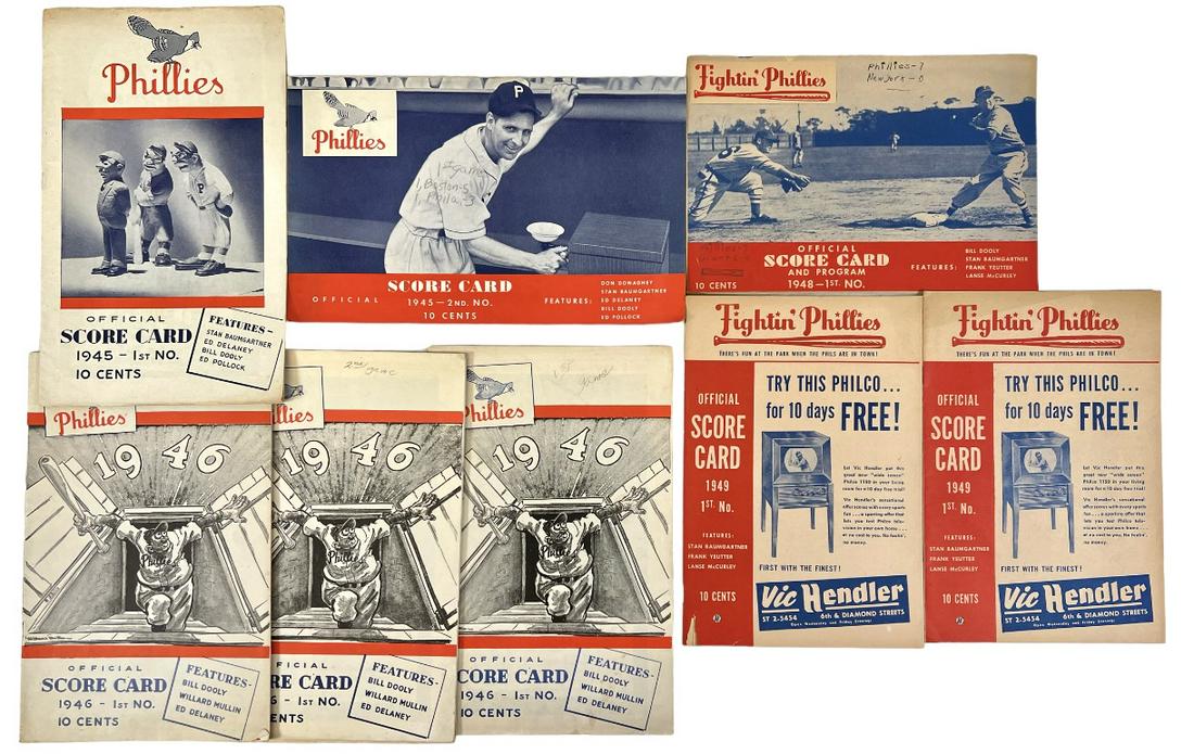 1940'S PHILLIES BASEBALL SCORECARD PROGRAMS: 1945(2), 46(4), 48, 49(2)