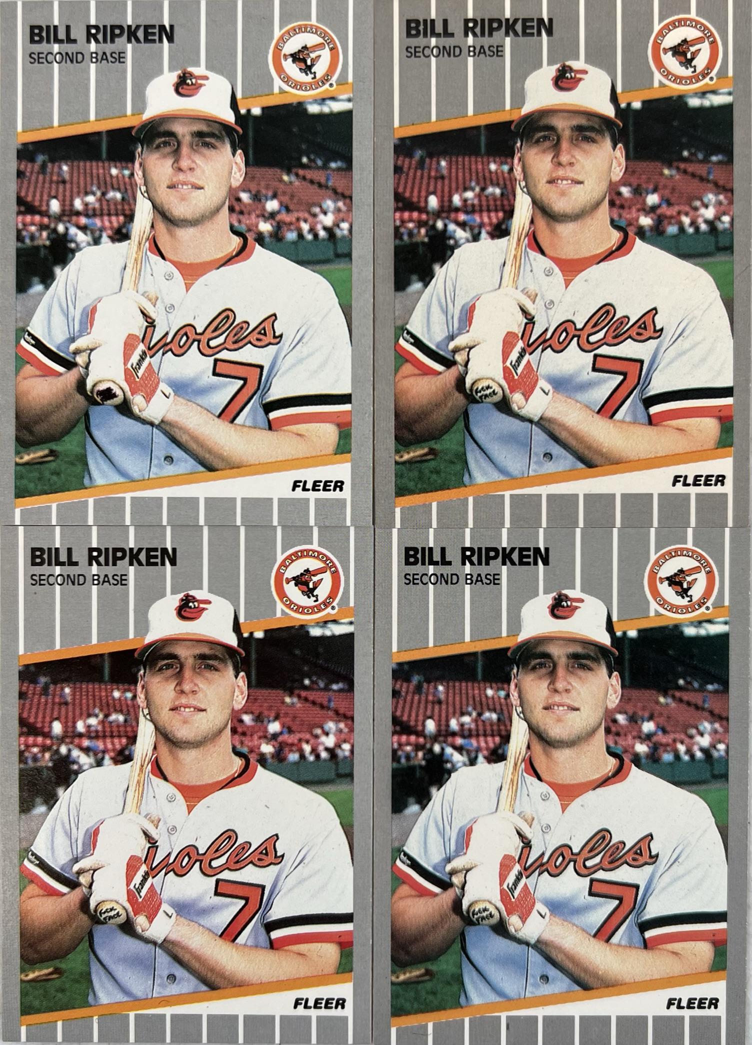 1989 FLEER BILL RIPKEN ERROR CORRECTION CARDS: INCLUDING FF CARDS AND CORRECTION