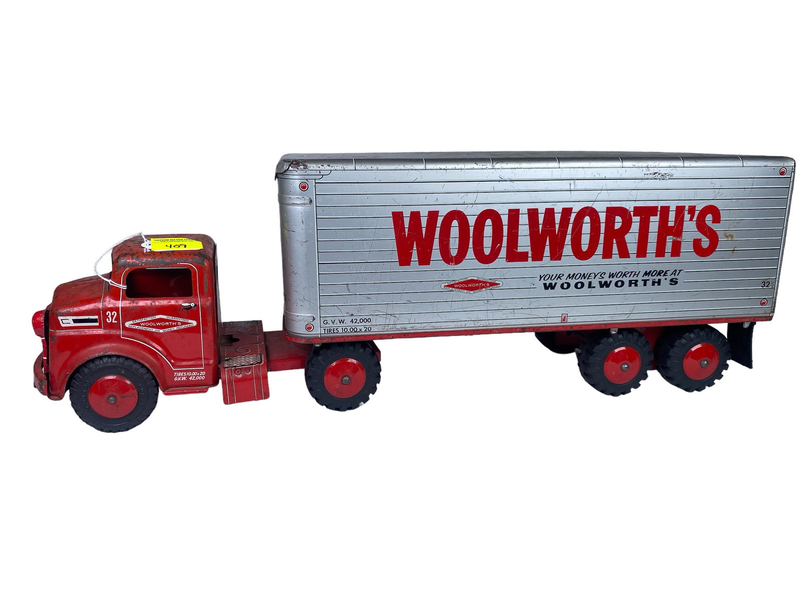 MARX TOYS WOOLWORTH'S TRACTOR TRAILER: 25"L