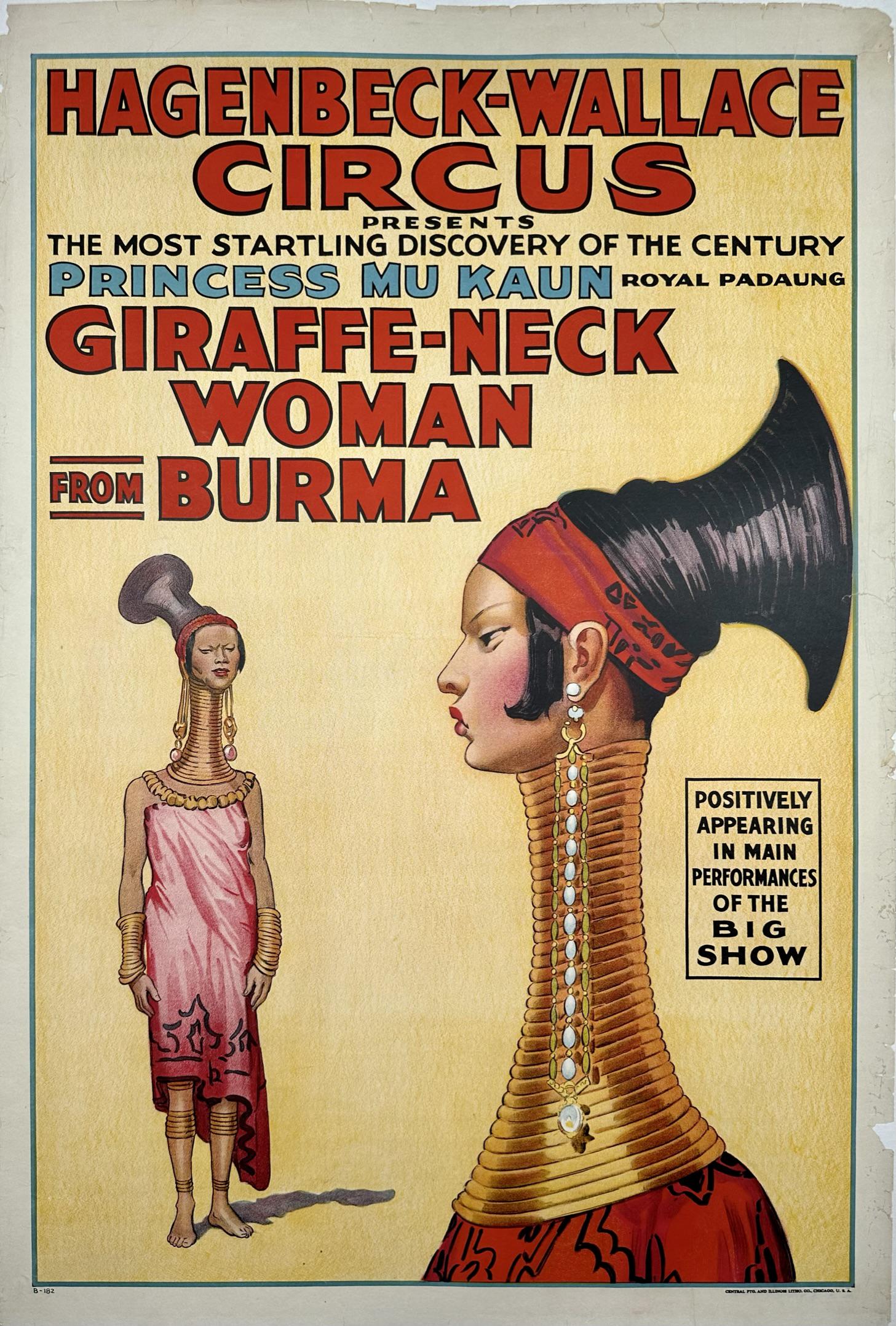 HAGENBECK-WALLACE CIRCUS  POSTER - GIRAFFE-NECK WOMAN (1 of 1)