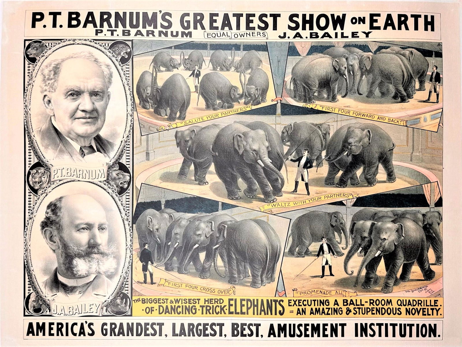 BARNUM & BAILEY CIRCUS POSTER - DANCING ELEPHANTS (1 of 1)
