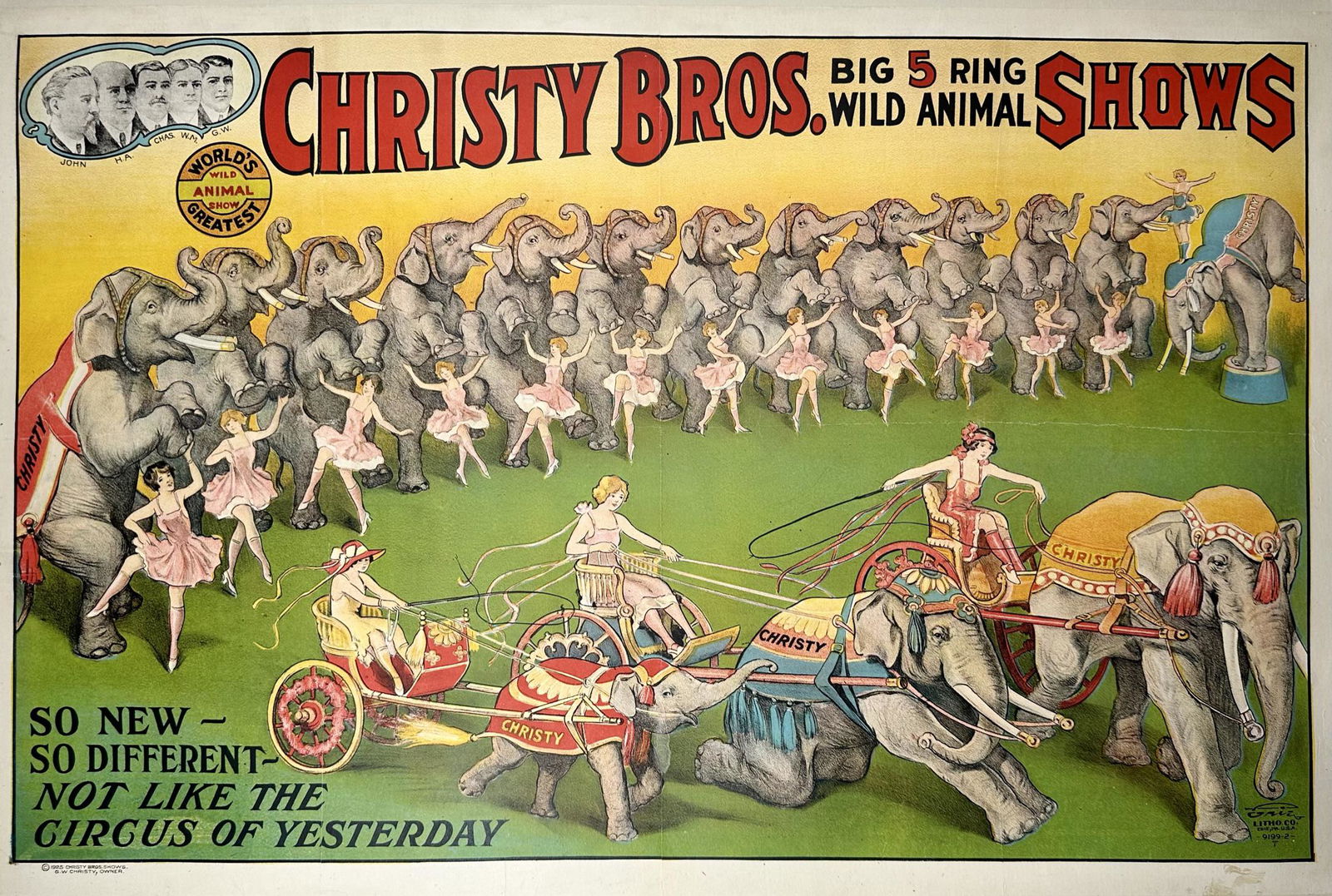 CHRISTY BROS. BIG 5 RING WILD ANIMAL SHOWS POSTER (1 of 1)