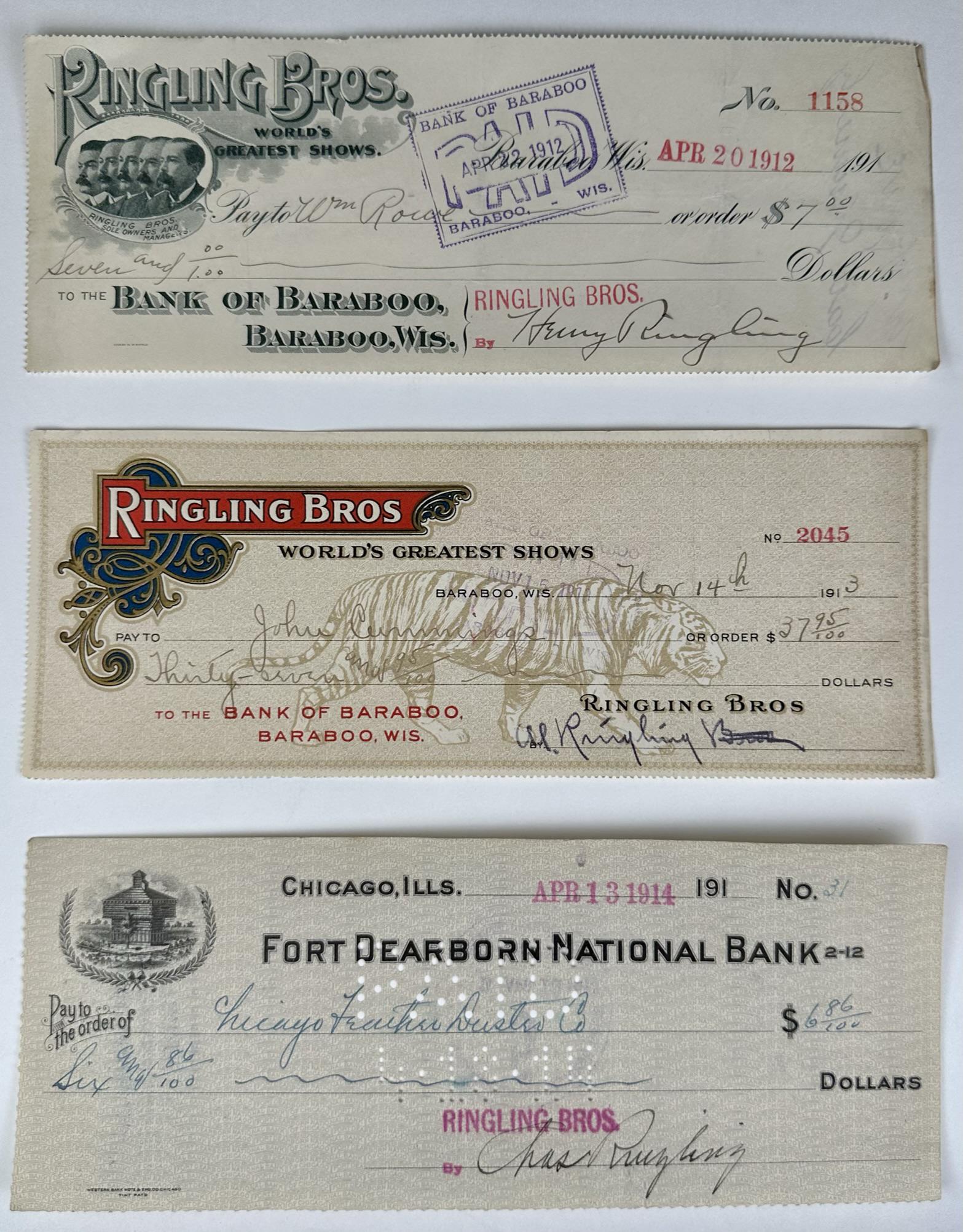 Ringling Bros. Signed Bank Checks Auction