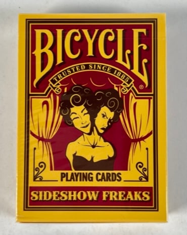 BICYCLE SIDESHOW FREAKS PLAYING CARDS: NEW, SEALED CARTON.
