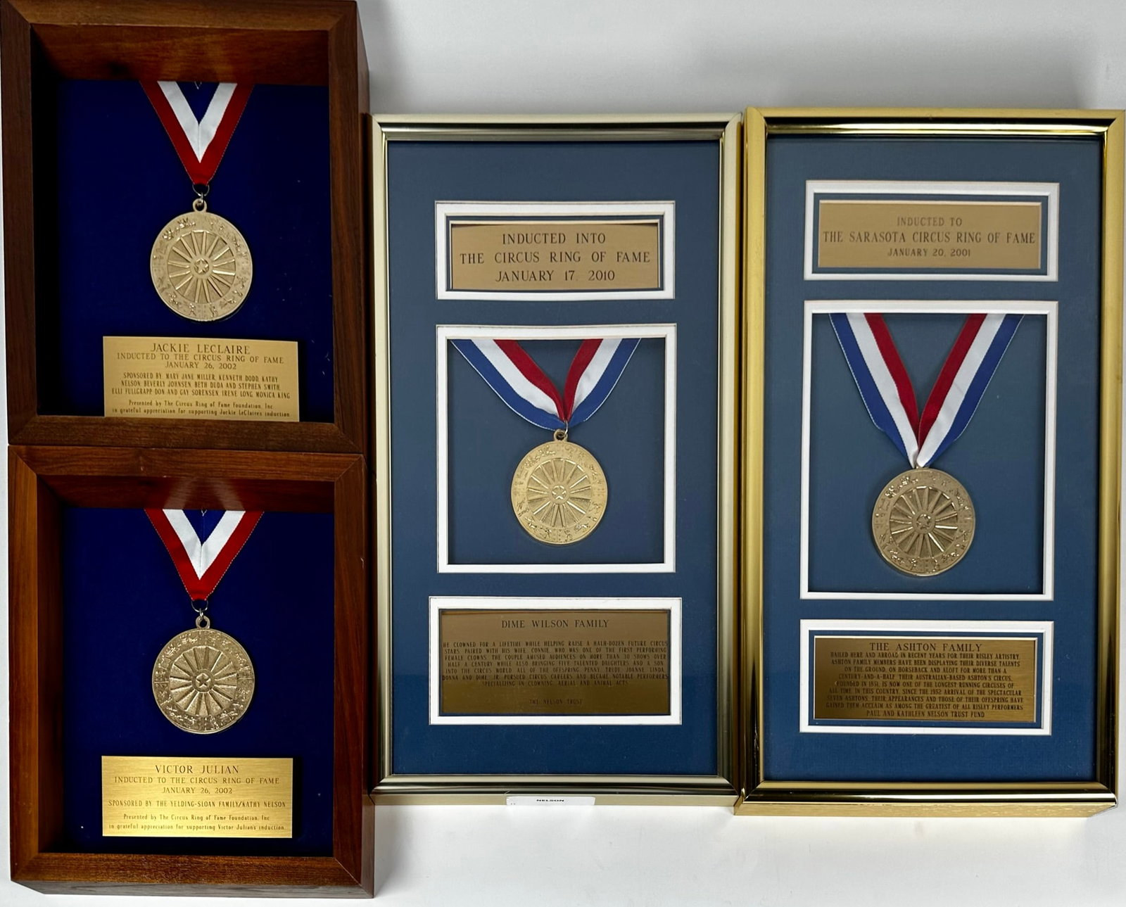 SARASOTA CIRCUS RING OF FAME AWARDS: KATHLEEN NELSON COLLECTION. SERIES OF AWARD PRESENTATIONS TO KATHY NELSON/NELSON TRUST. THE RING OF FAME IS LOCATED ON ST. ARMAND'S CIRCLE, SARASOTA, FLORIDA. CIRCUS PERSONALTIES ARE NOMINATED BY SPON