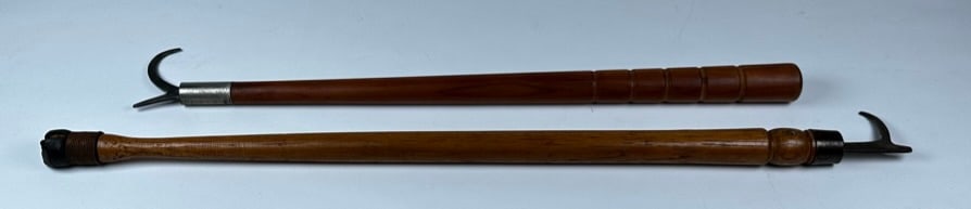 RUDY RUDYNOFF BULL HOOKS: PAIR OF BULL HOOKS GIFTED TO RUDY RUDYNOFF BY TOMMY HANNEFORD, HANNEFORD'S CIRCUS. 18"L