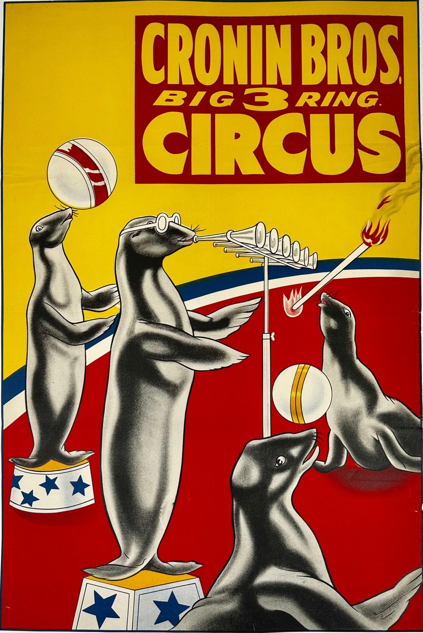 CRONIN BROS. CIRCUS POSTER: ONE SHEET, UMMOUNTED, FOLDS, MARGINS TRIMMED, 28"X42"