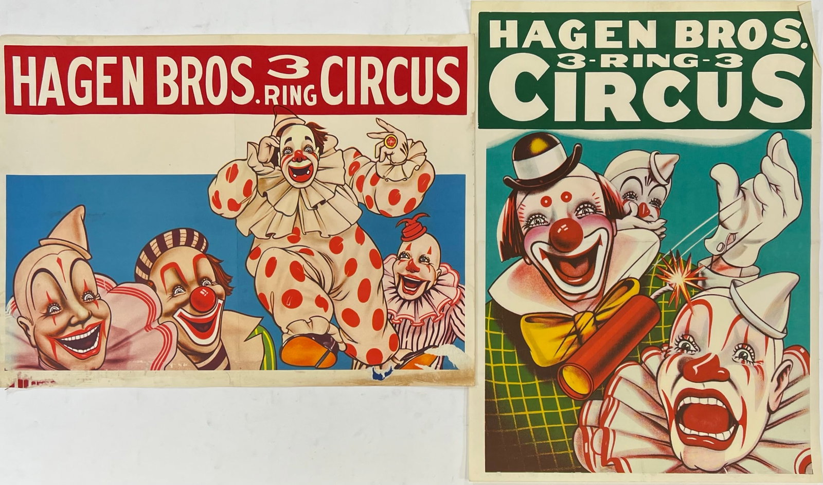 HAGEN BROS. CIRCUS POSTER: HALF SHEET, UNMOUNTED, WEAR CONSISTENT WITH POSTING. 21"X28"