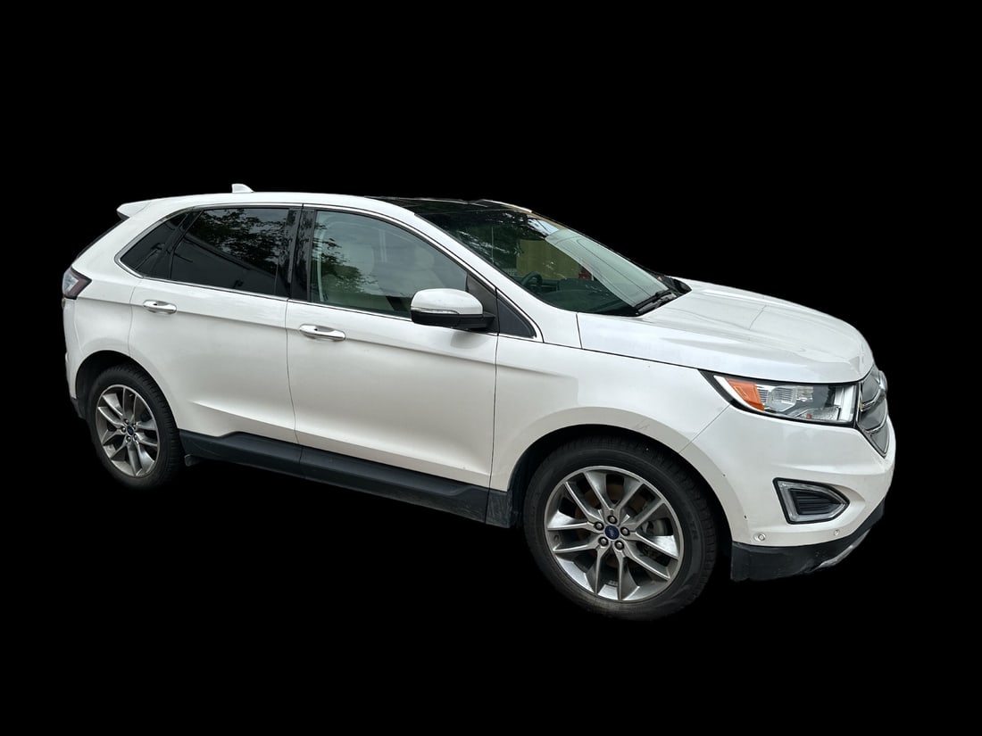2015 Ford Edge SUV: 2015 Ford Edge Titanium Sport Utility Vehicle. 4D, V6 - 3.5 Liter, Automatic, AWD, All Power. Runs and drives as it should. 61,380 miles. Typical wear for year and mileage. Right front valance has sup