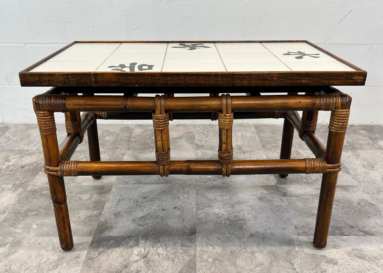 Ficks Reed - John Wisner Table: Horizons Collection with tile top. 19"x31" top, 20"h