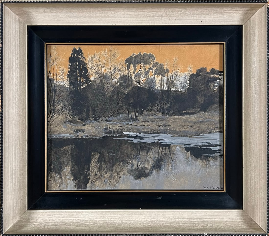 William Henry Drake Painting: William Henry Drake (American, 1856-1926) watercolor. Linen backed, framed, 15"x17"