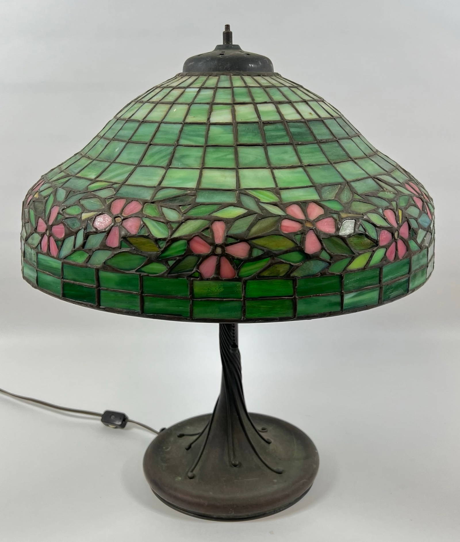 Arts And Crafts Period Stained Glass Panel Lamp Auction