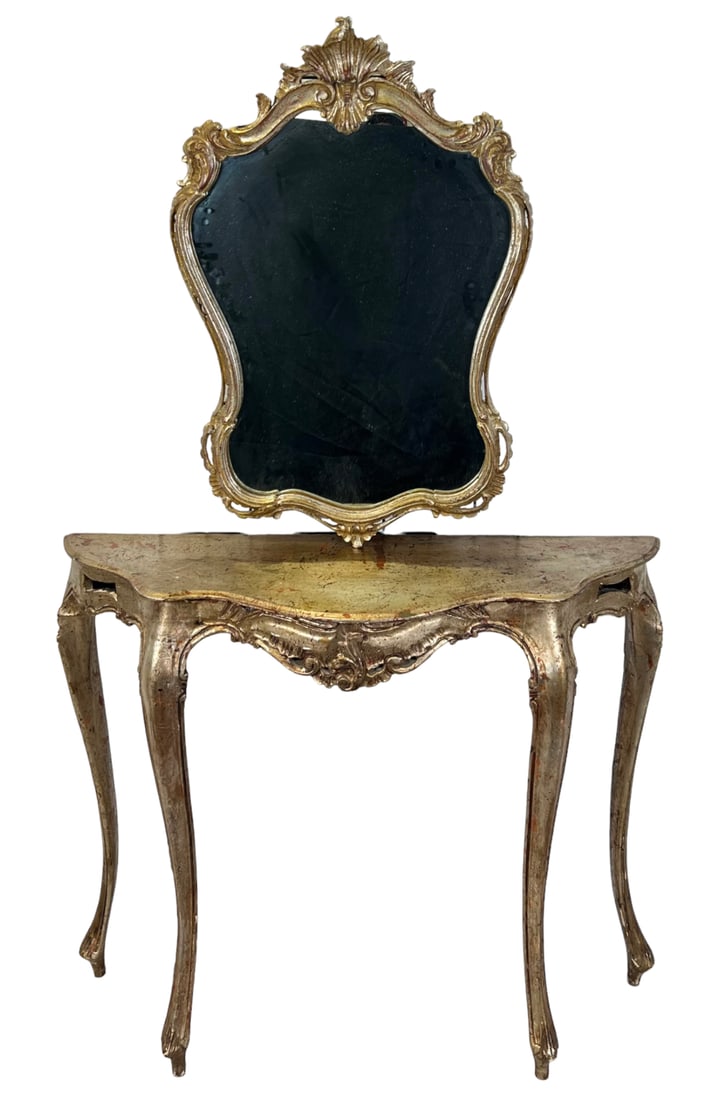Italian Florentina Console and Mirror: Mirror is 32"x23". Table is 39"L