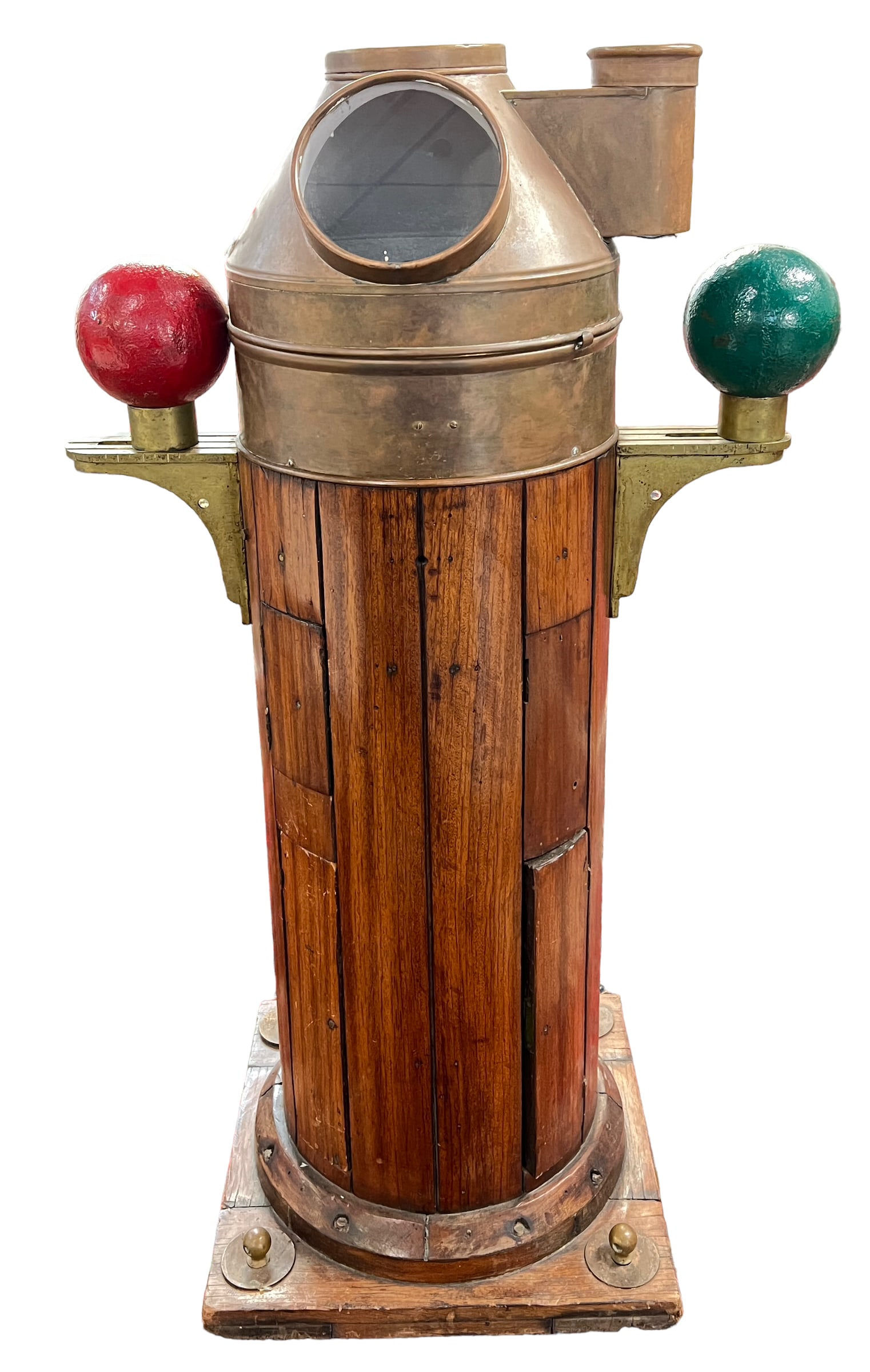 LARGE SHIP'S BINNACLE - KELVIN HUGHES: IMPRESSIVE, LARGE, ORIGINAL SHIP'S BINNACLE WITH COMPASS BY KELVIN HUGHES. 55"