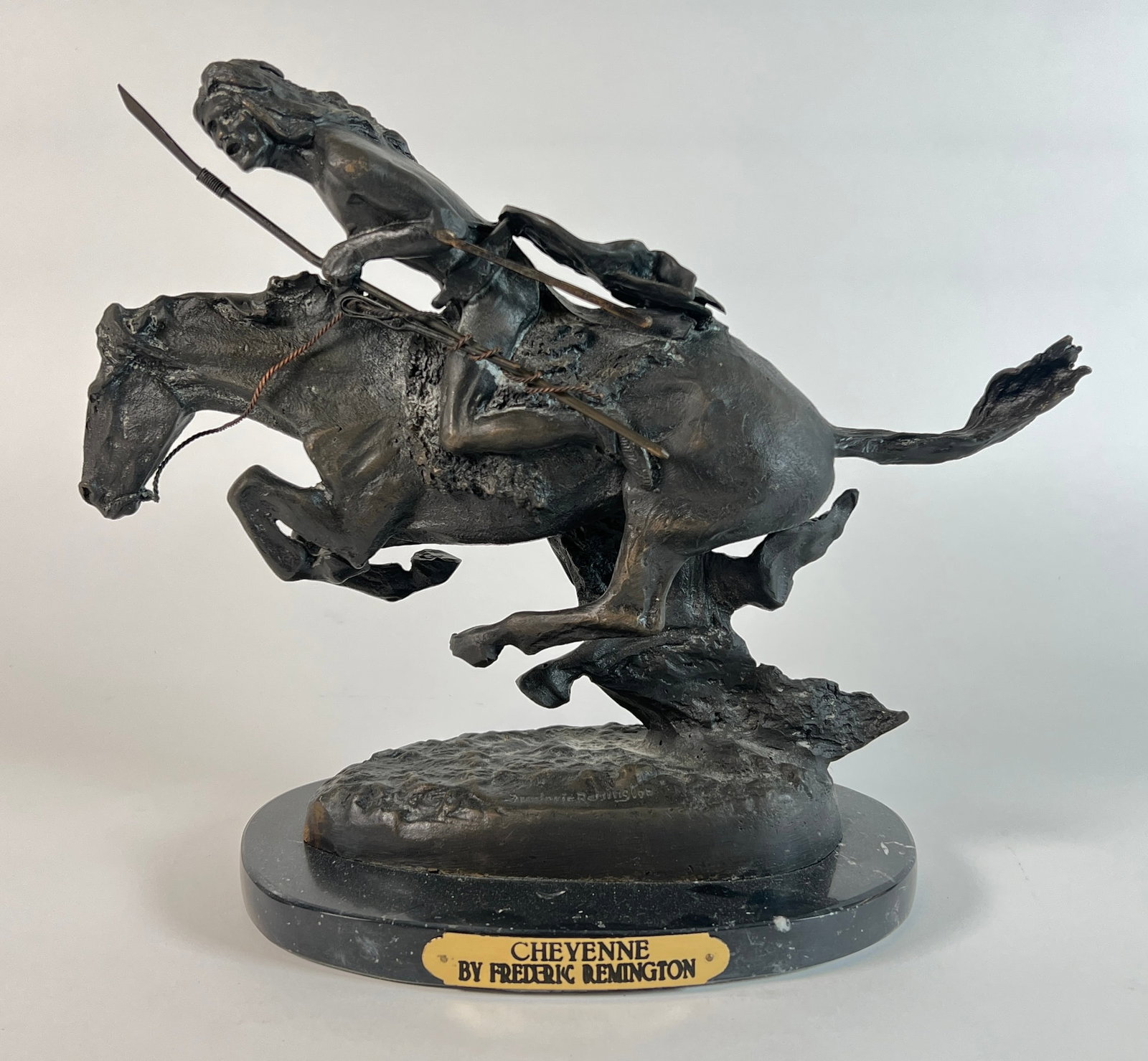 CHEYENNE AFTER FREDERIC REMINGTON BRONZE: 11"