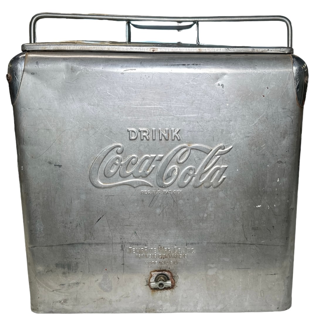 COCA-COLA COOLER: ALUMINUM. 17"X13"X18"